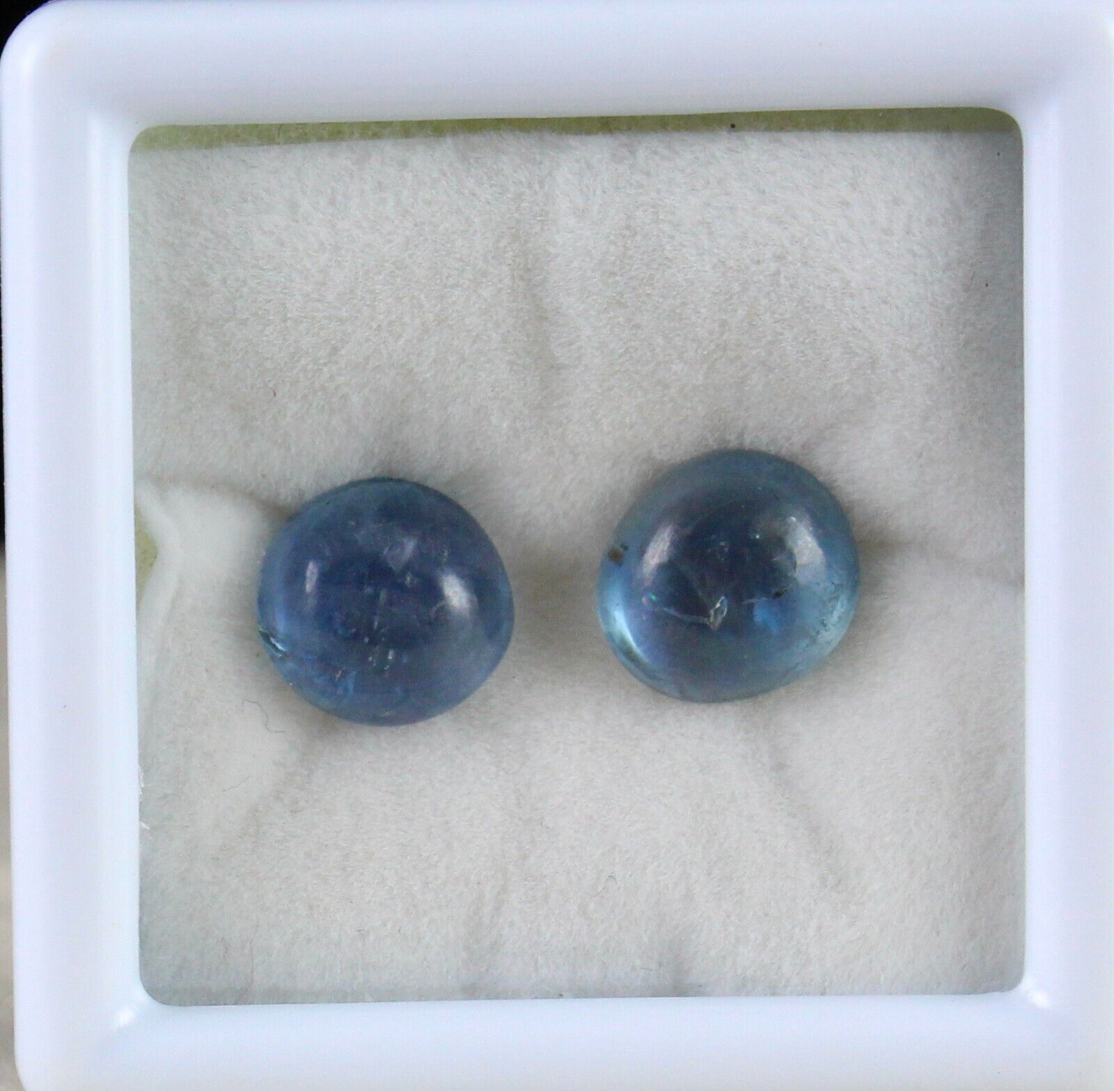 NATURAL BURMESE BLUE SAPPHIRE 10.78 CT ROUND CABOCHON GEMSTONE PAIR FOR EARRING