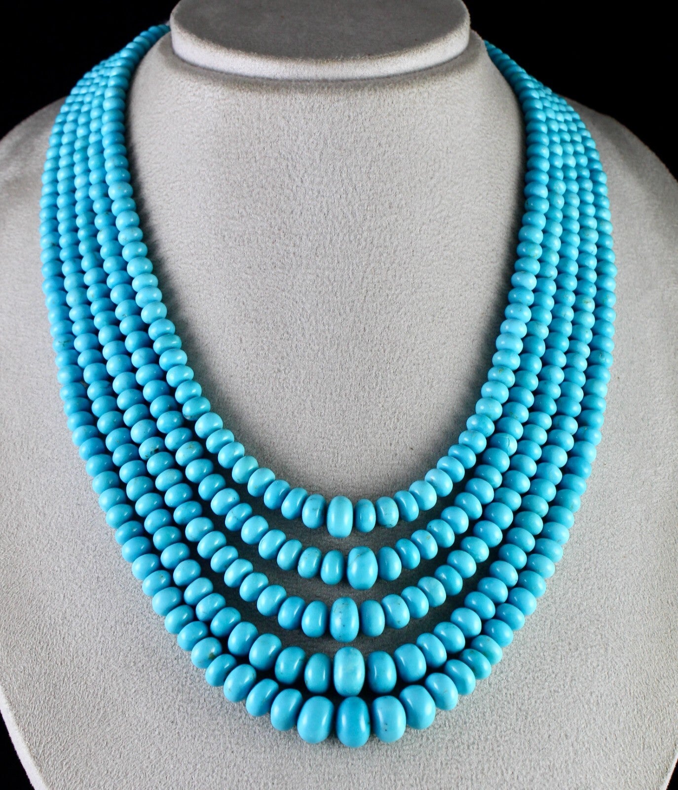 Certified Natural Turquoise 837 Ct Round Blue Gemstone Important Necklace