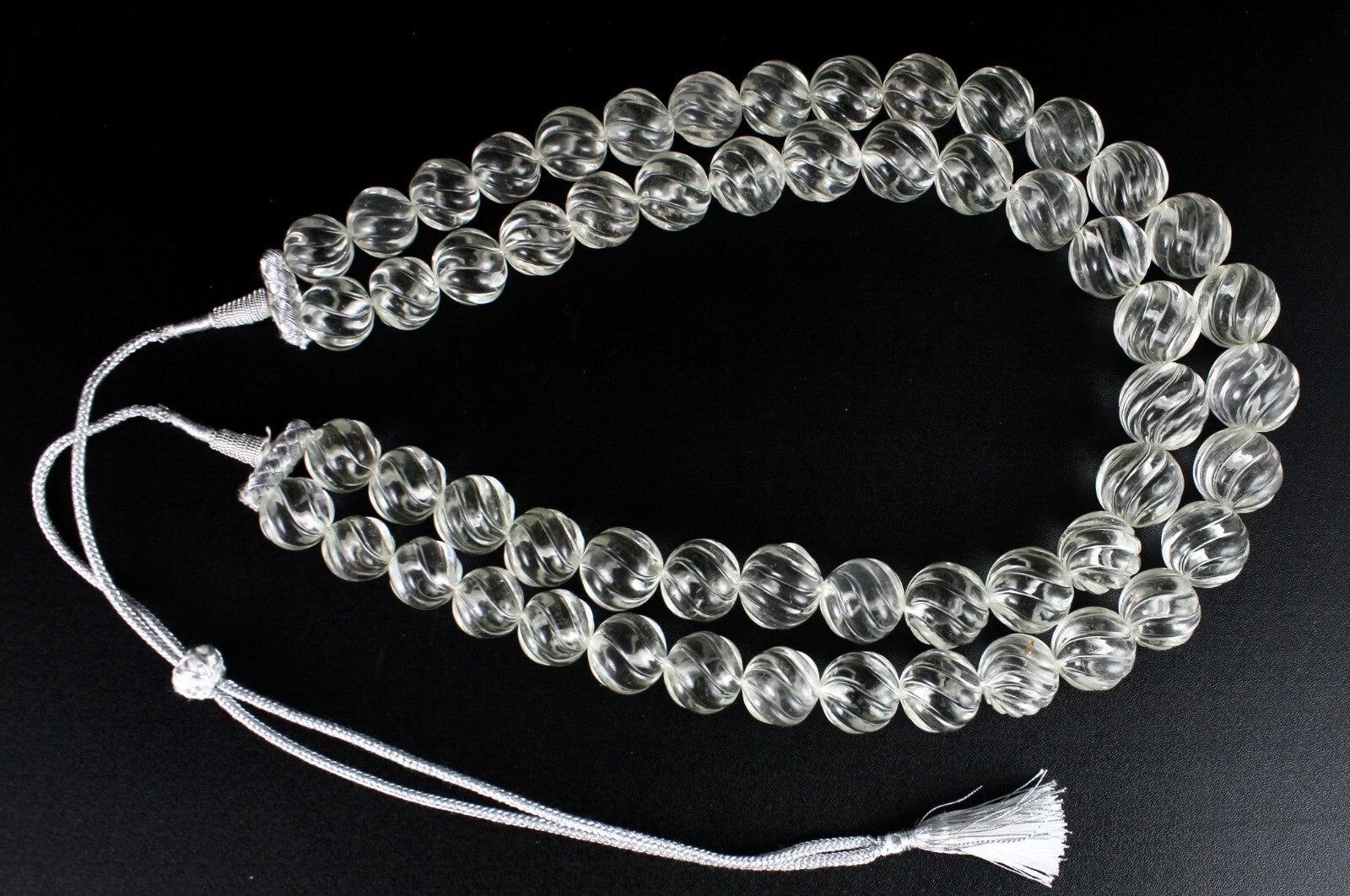 Certified Natural Rock Crystal Quartz Carved Beads Necklace 2049 Ct Rare Gem