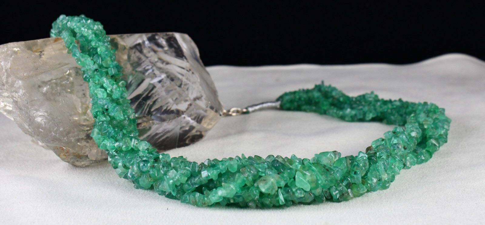 Certified Natural Emerald Beads Necklace 542Ct Colombian Gemstone Silver Jewelry