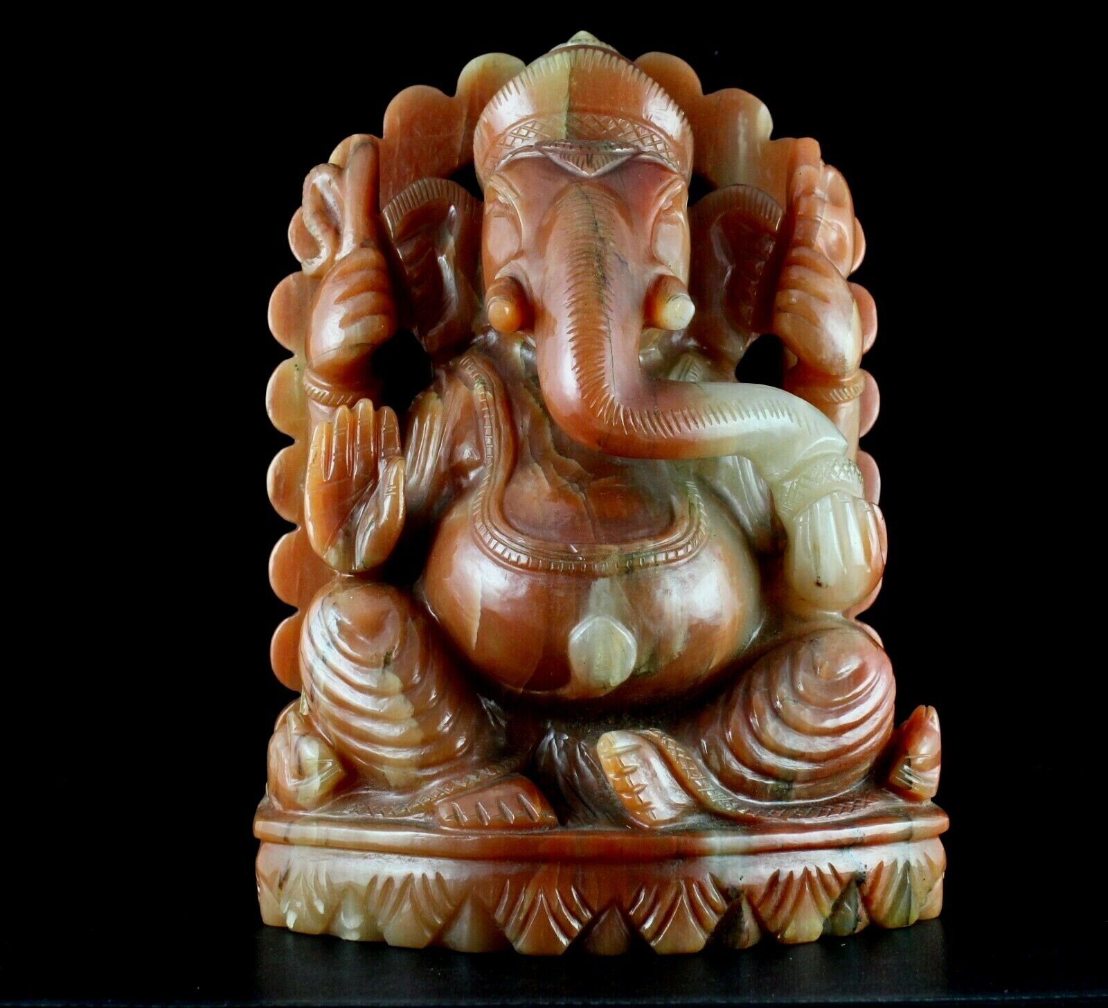 Lord Ganesha Statue Home Decor 9" 33000 Cts Natural Orange Quartz Rare Gemstone 