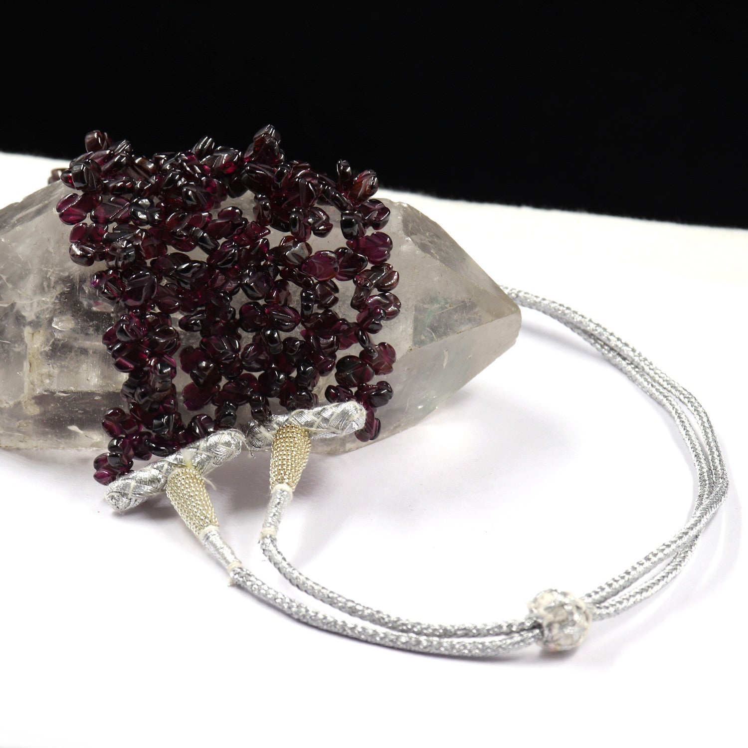 Certified Natural Red Garnet Beads Carved Leaves 1001 Ct Gemstone Necklace