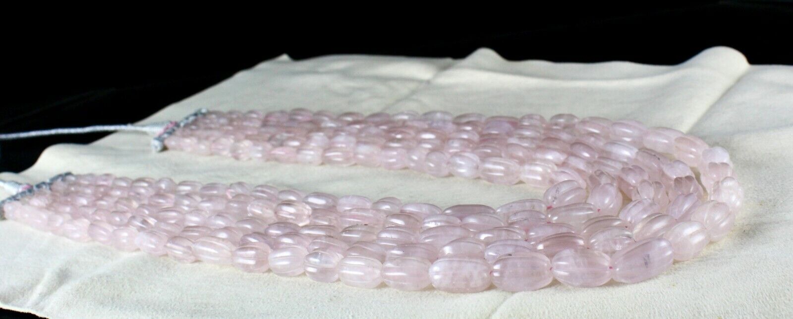 NATURAL ROSE QUARTZ CARVED CABOCHON BEADS 1356 CARATS GEMSTONE FASHION NECKLACE