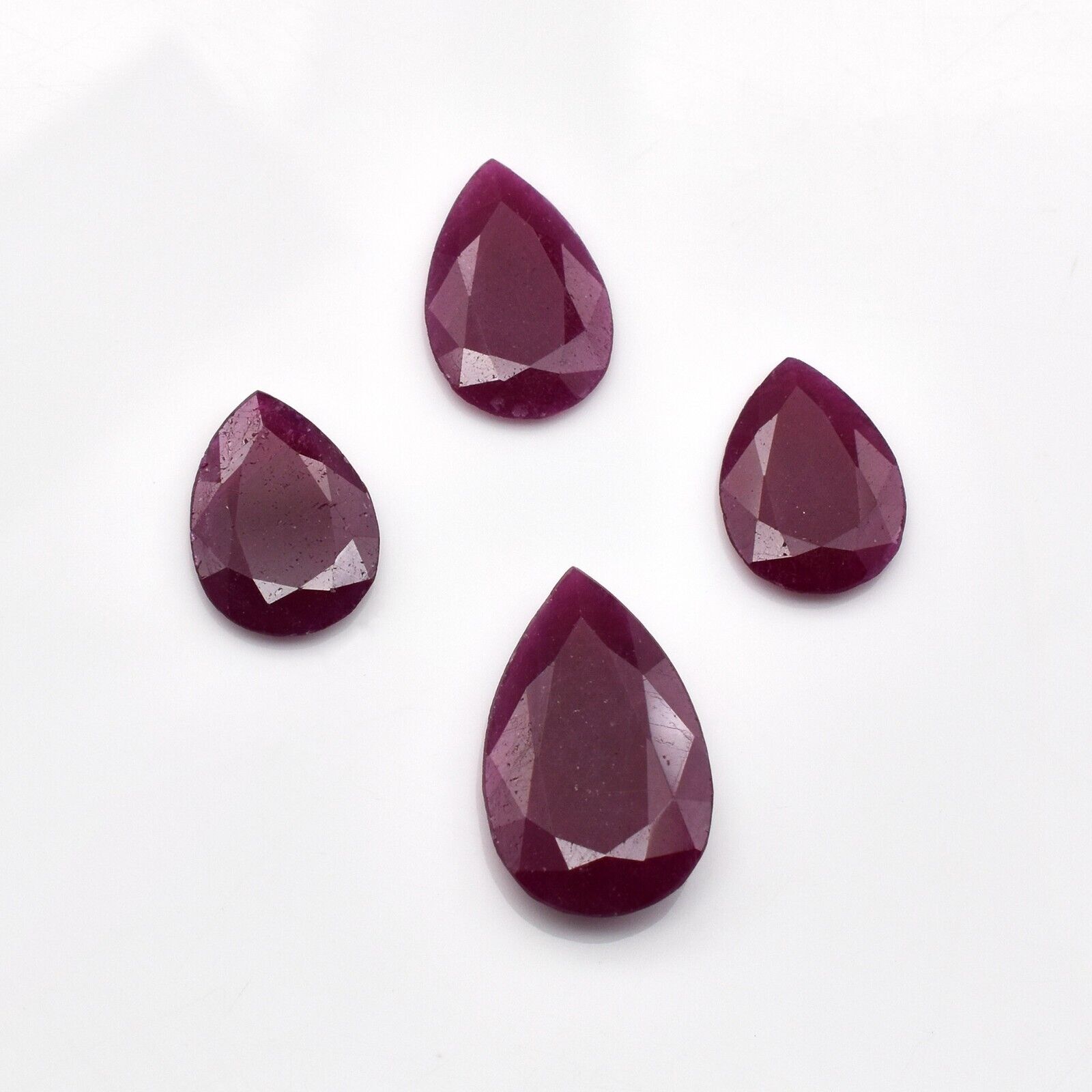 Natural Ruby Pear Cut Unheated Gemstone Design Pendant Earring Set 4 Pc 14.15 Ct