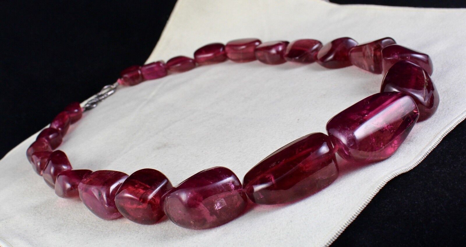 NATURAL PINK TOURMALINE RUBELLITE BEADS TUMBLE 47MM BIG 2270 CARATS GEM NECKLACE