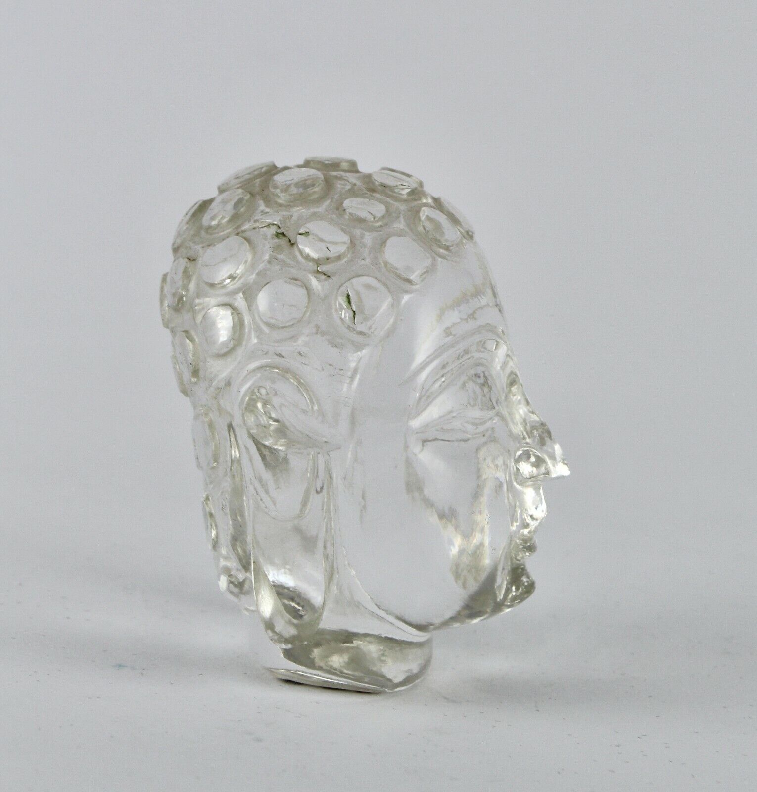 NATURAL CRYSTAL QUARTZ BUDDHA HEAD 2 INCH 820 CARATS GEMSTONE STATUE HOME DECOR