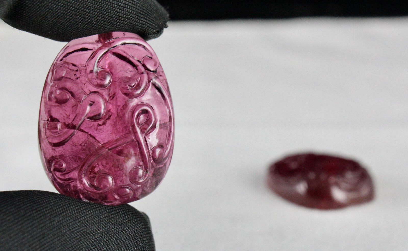 Certified Natural Rubellite Tourmaline 104.74 Ct Engraved Gemstone Earrings