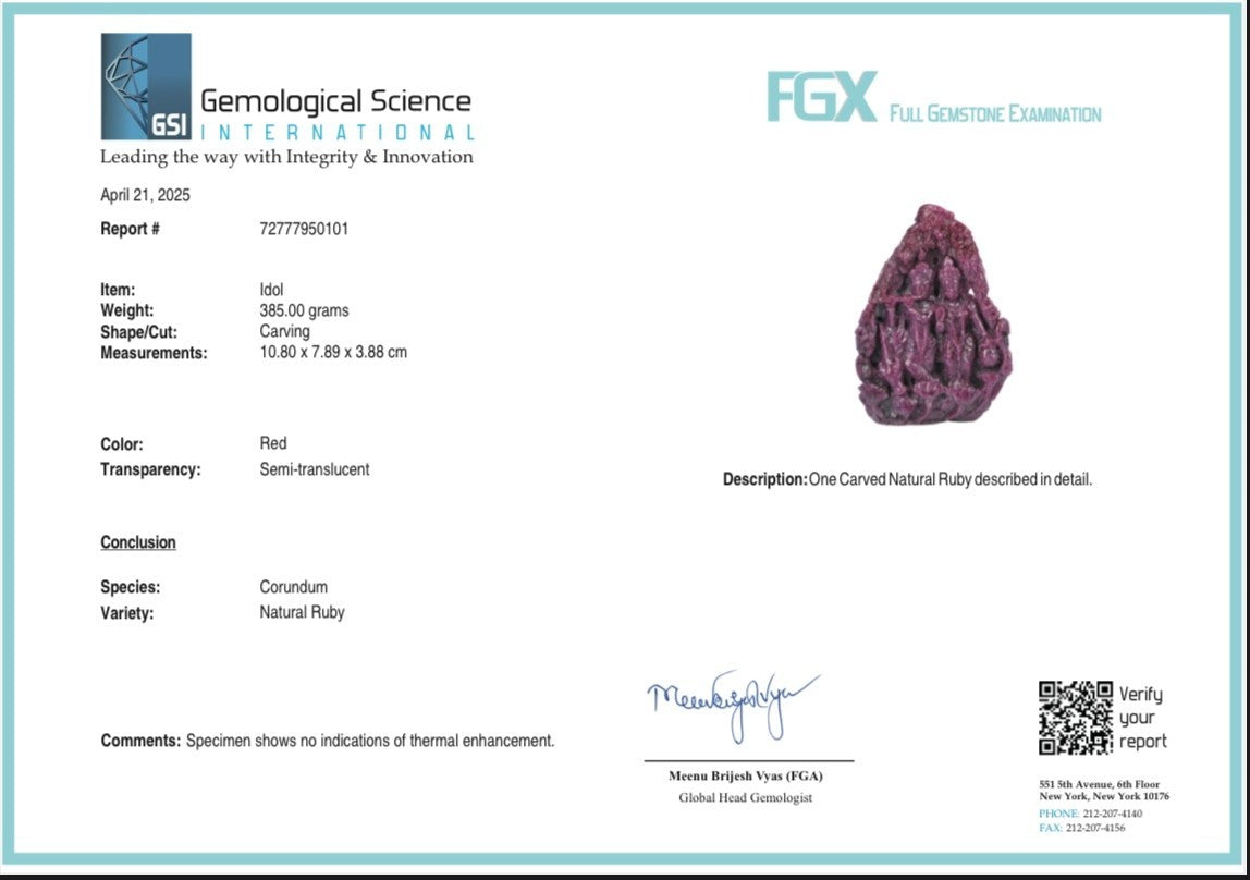 Certified Natural Ruby 1925ct Red Gemstone Lord Radha Krishna Statue Decor