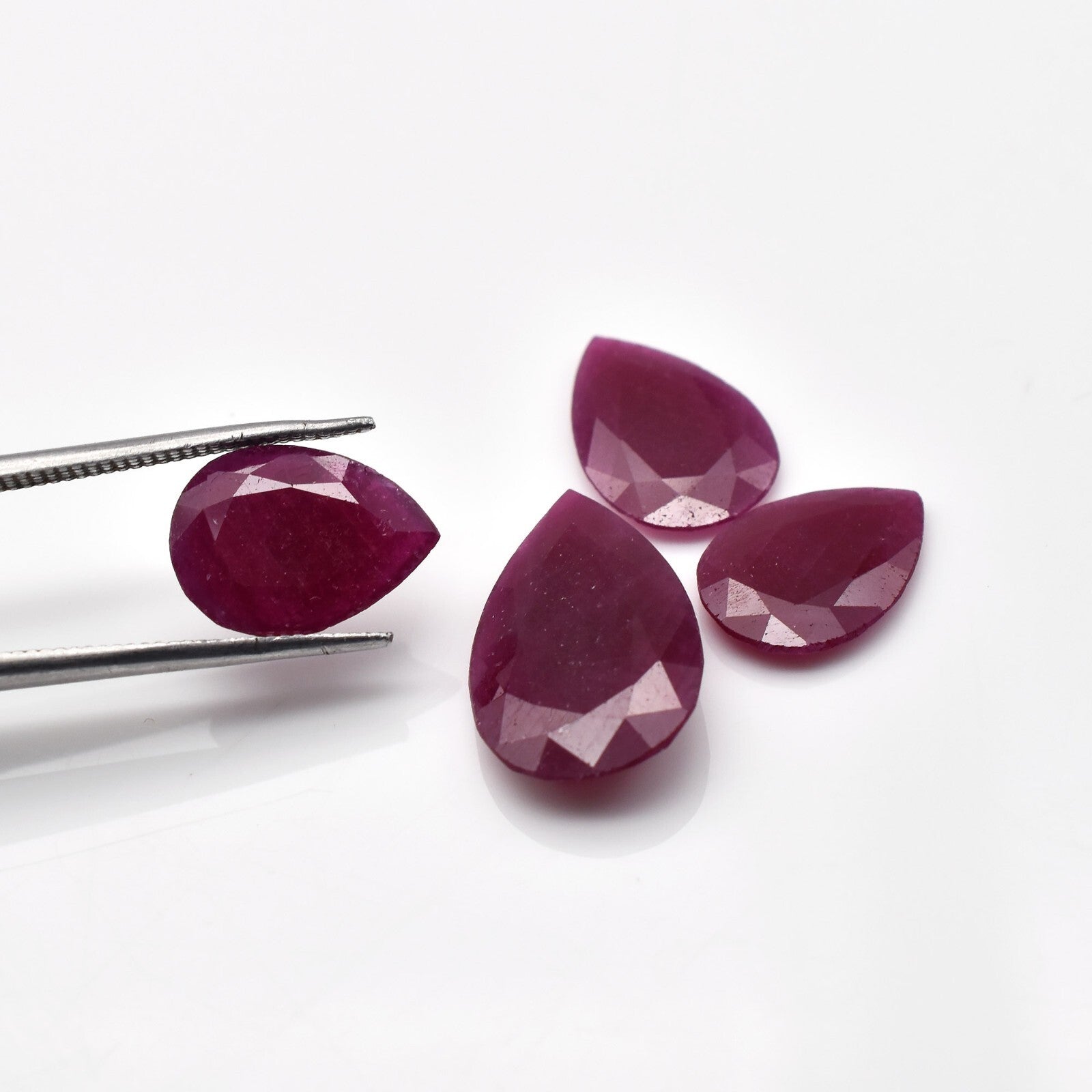 Certified Natural Ruby Pear Cut 14.15 Ct Gemstone Sterling Silver Pendant Set