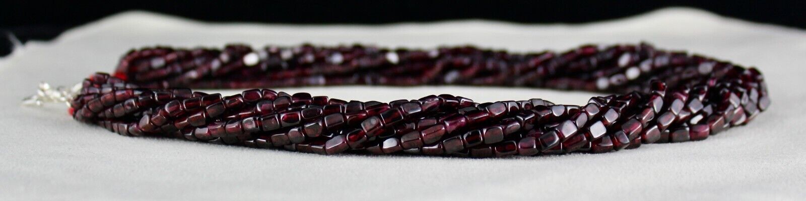 NATURAL RED GARNET BEADS SQUARE 10 L 1085 CTS GEMSTONE LADIES FASHION NECKLACE