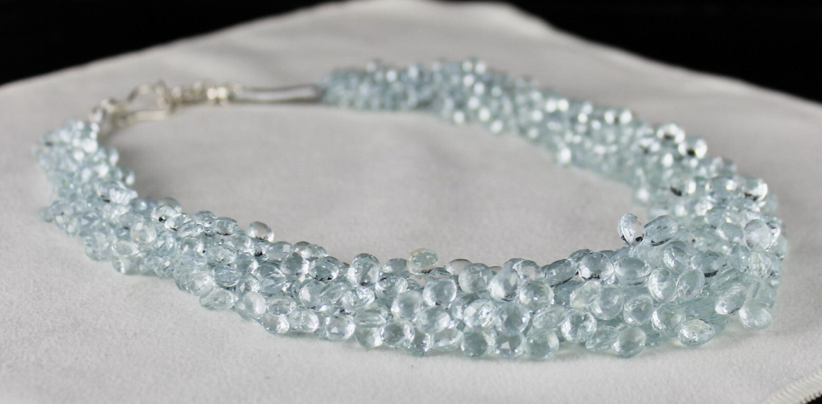 Certified Natural Aquamarine 647 Ct Teardrop Sterling Silver Statement Necklace