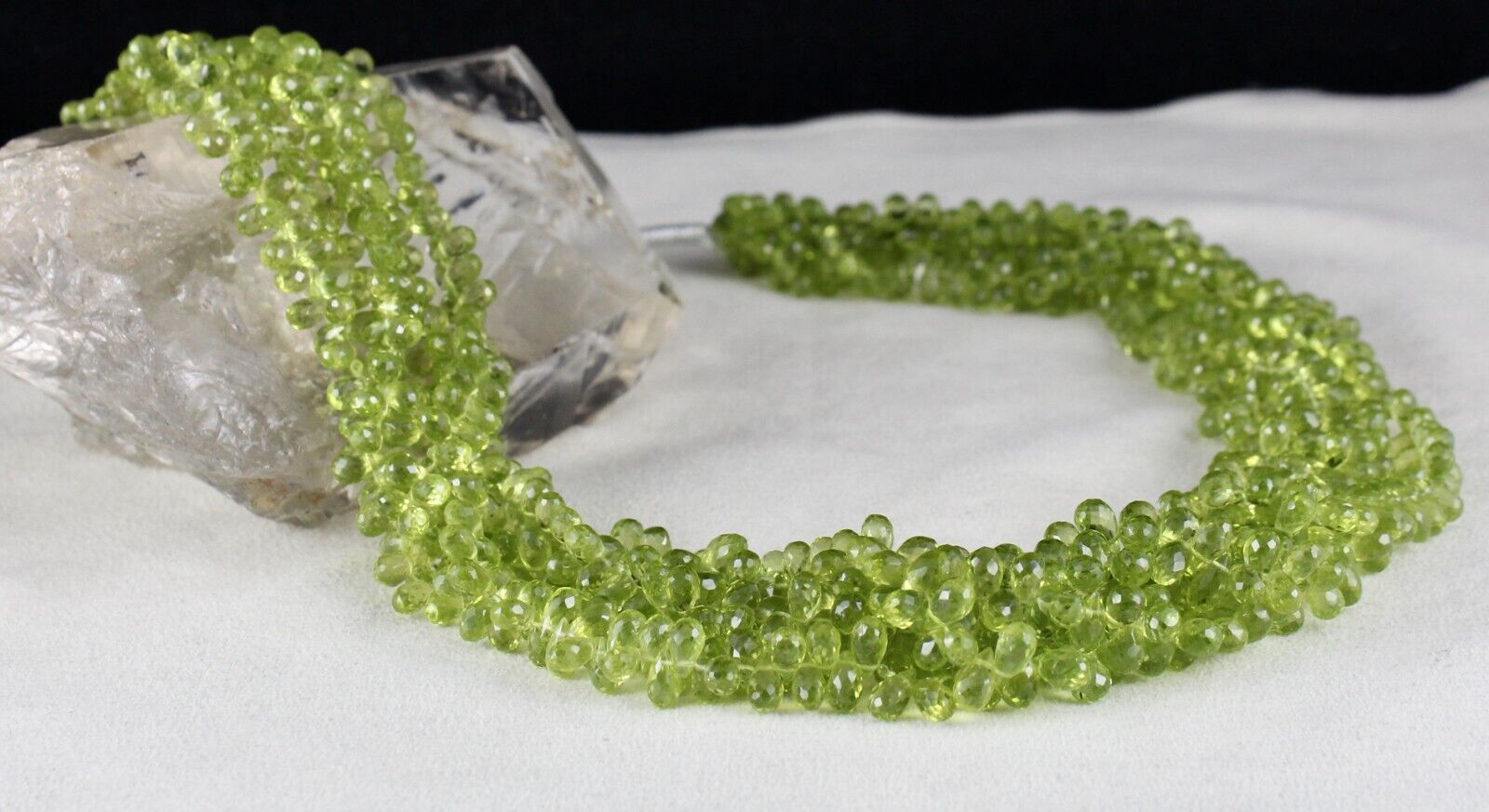 Natural Peridot Beads Tear Drops 5 L 829 Ct Gemstone Silver Fashion Necklace