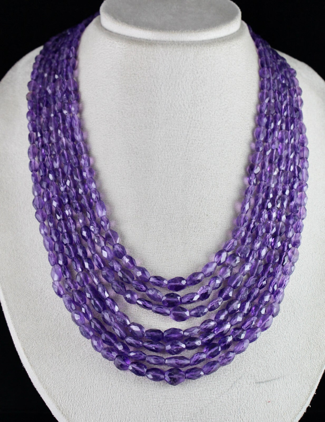 Natural Amethyst Faceted Beads Necklace 817 Ct Long 7" Purple Gemstone