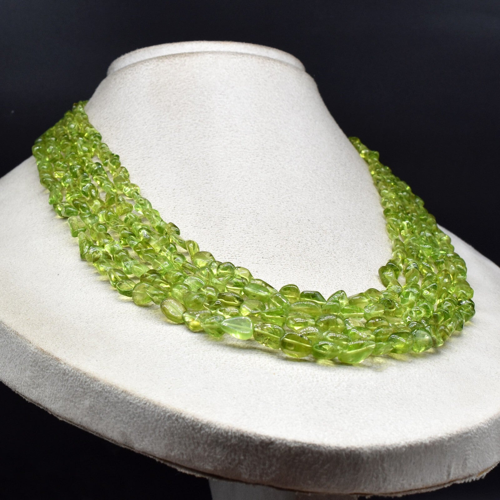 Certified Natural Peridot Necklace 643 Ct Beads Tumble Gemstone Gift For Women