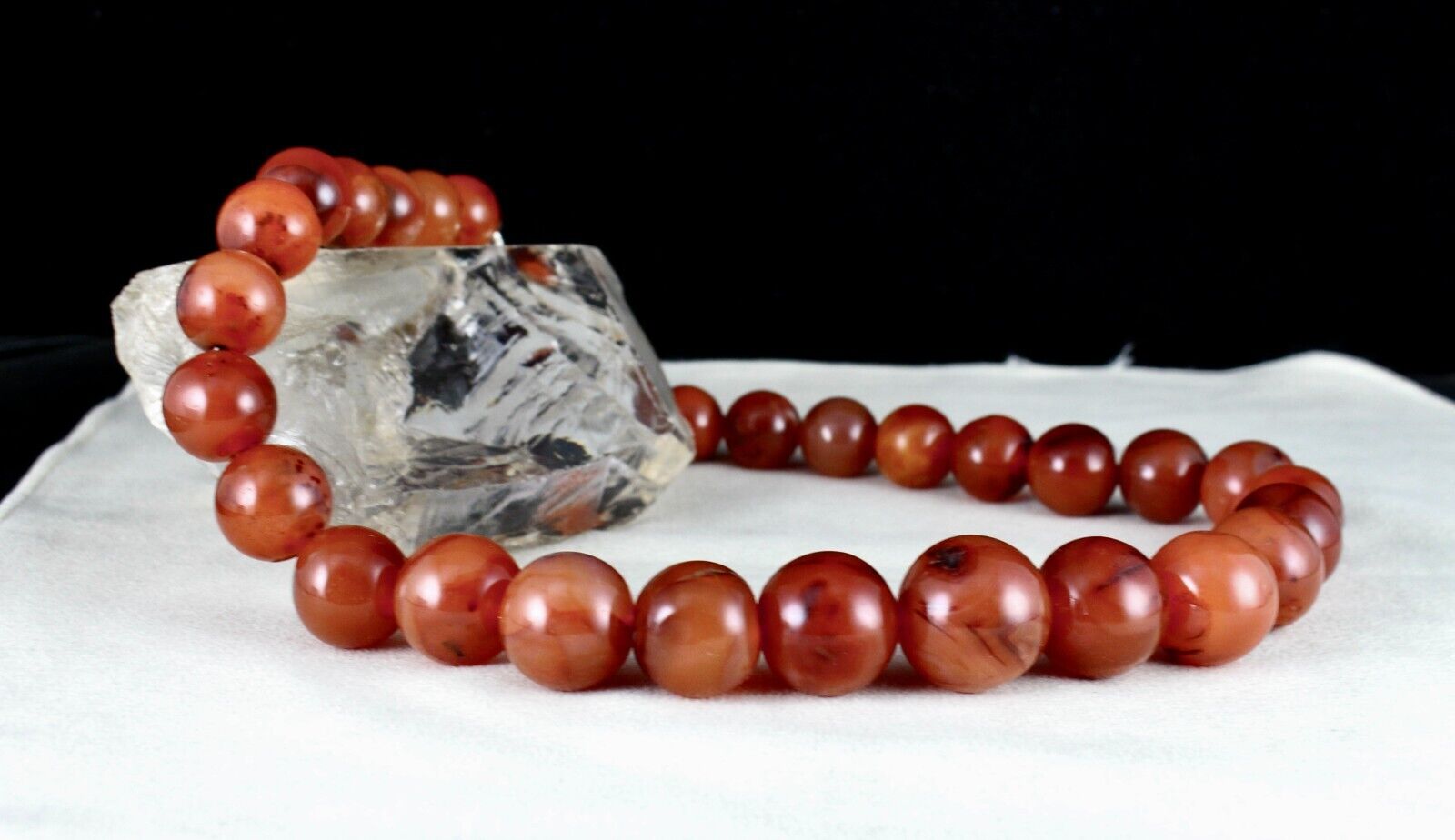 NATURAL RED CARNELIAN BEADS ROUND 1 LINE 1282 CARATS GEMSTONE FASHION NECKLACE