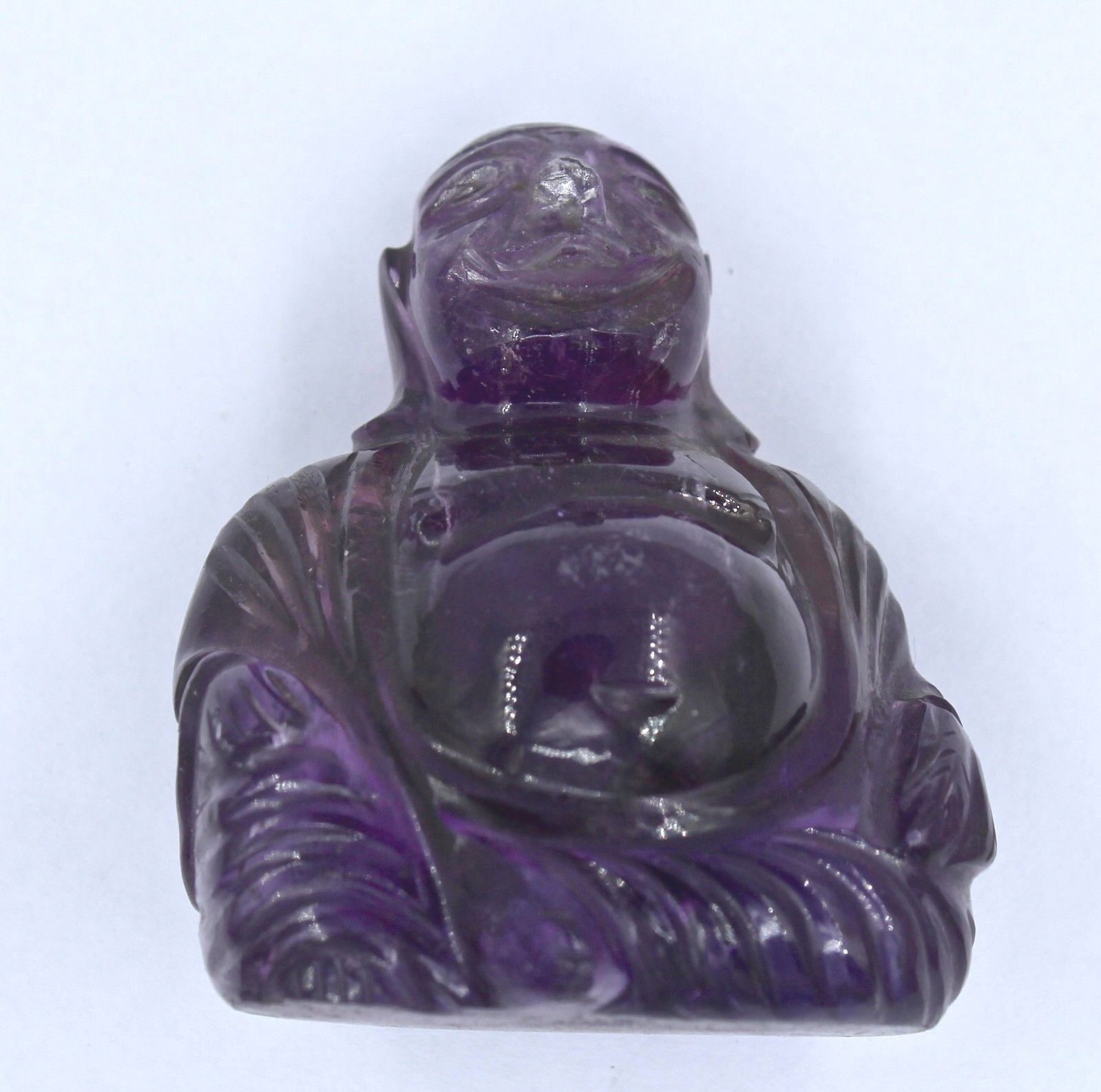 NATURAL AMETHYST LAUGHING BUDDHA 680 CARATS GEMSTONE STATUE FOR HOME DECOR