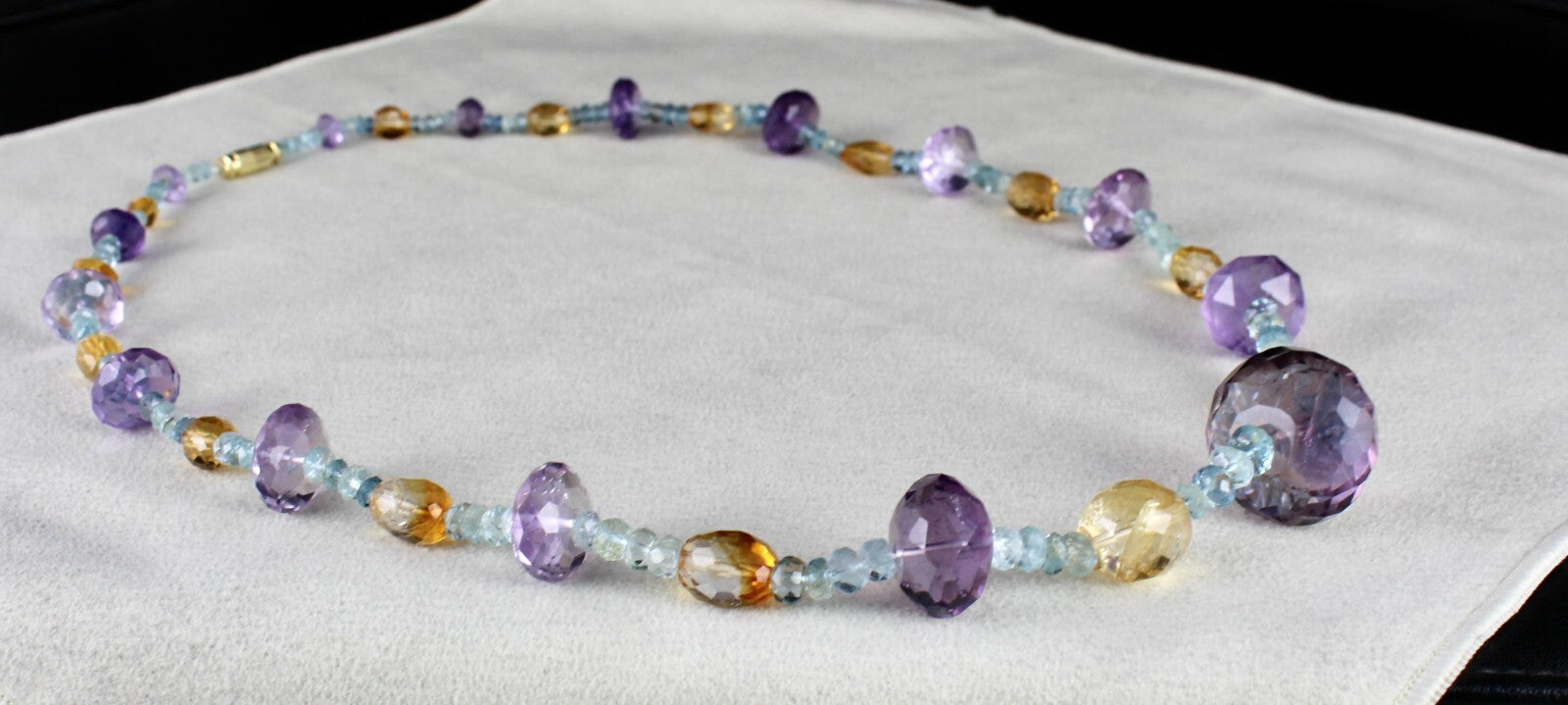 Natural Aquamarine 311 Ct Citrine Amethyst Beaded Designer Gemstone Necklace