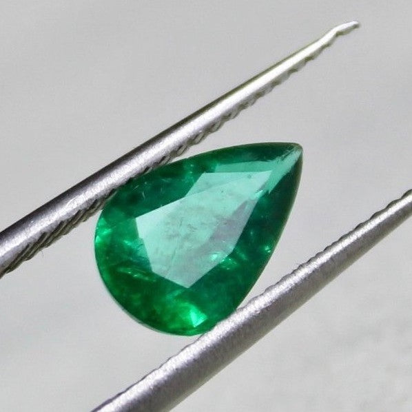 Certified Natural Zambian Emerald Pear Shape Sterling Silver 1.2ct Gemstone Ring