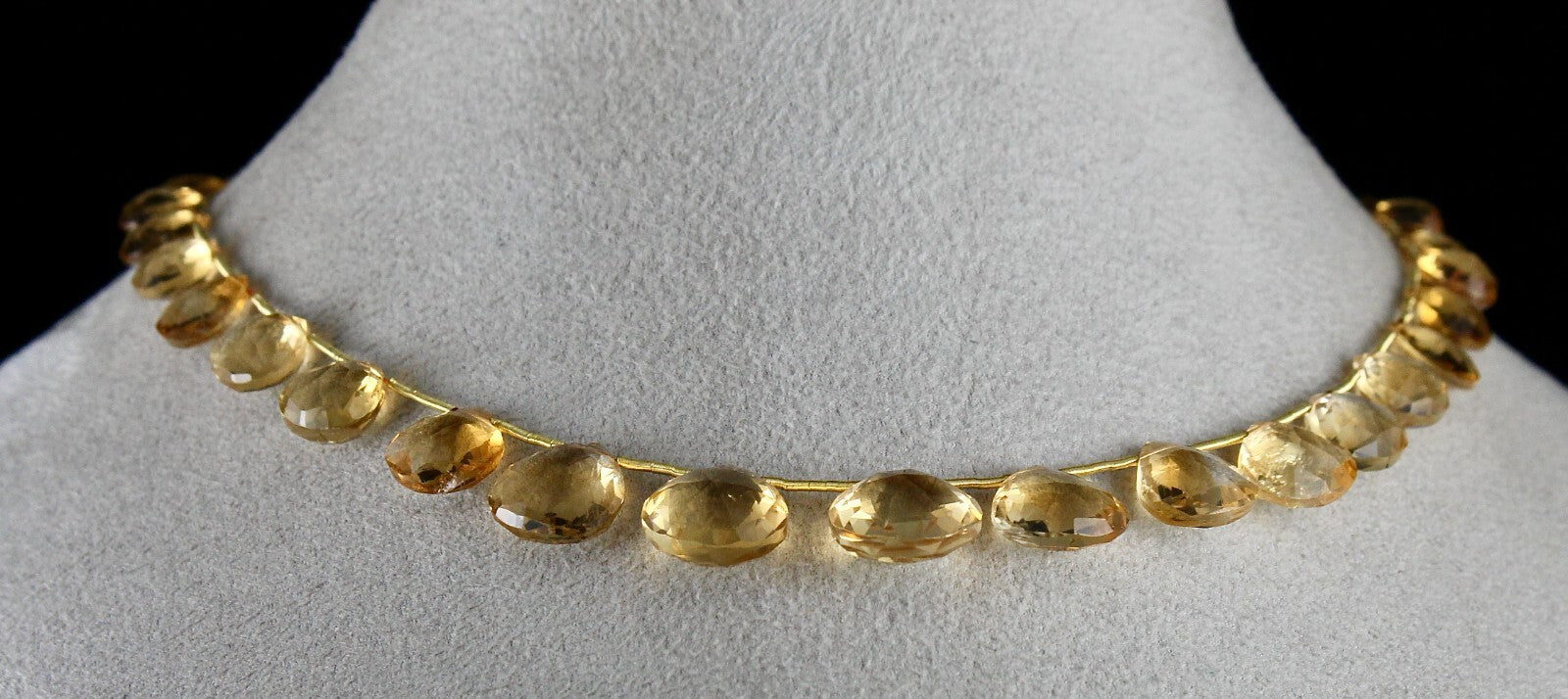 Sterling Silver Citrine Heart Teardrop 122 Ct Gemstone Beaded Necklace For Women