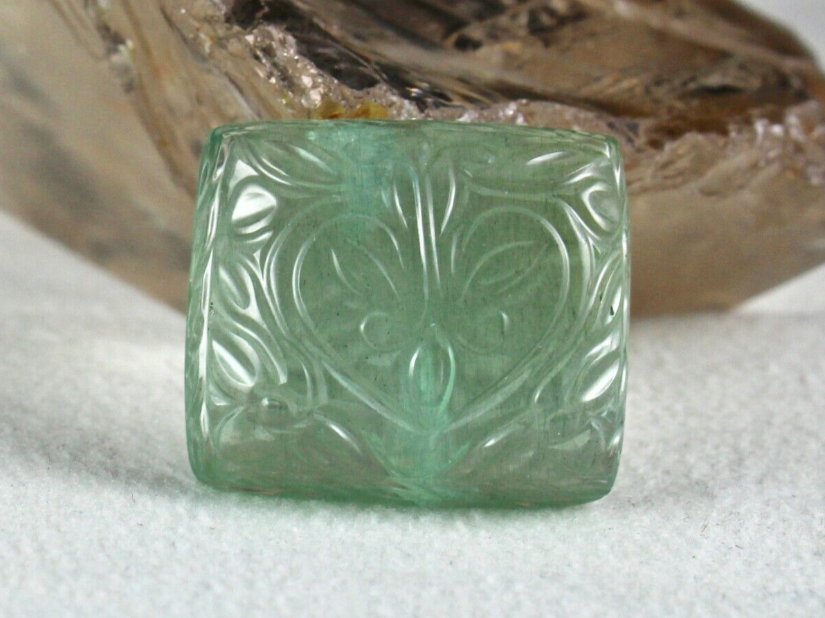 Antique Natural Greenish Blue Aquamarine Carved 71.40 Ct Gemstone For Pendant