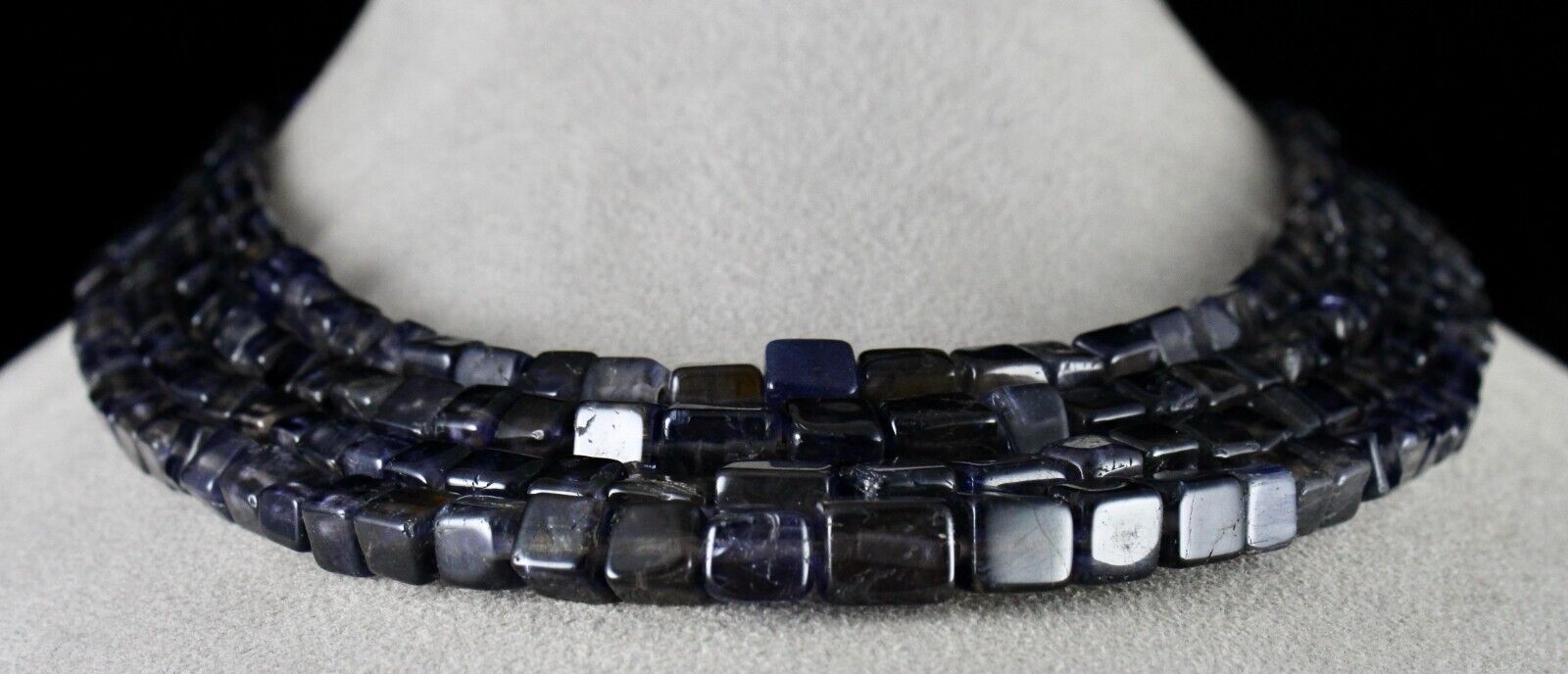 Blue Natural Iolite Square Beads 4 L 664 Ct Antique Gemstone Fashion Necklace