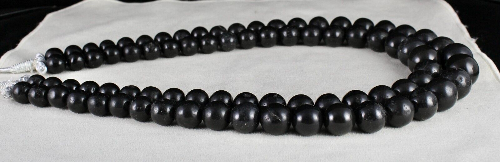 Natural Black Jade Beads Round 2 L 1658 Ct Big 19mm Gemstone Fashion Necklace