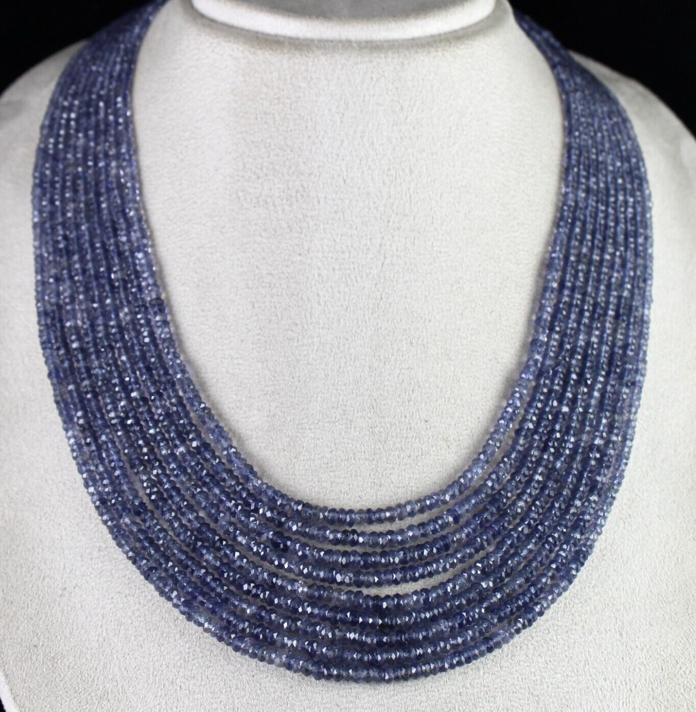 Certified Natural Iolite 503 Ct Faceted Round Beads Necklace, Blue Gemstone