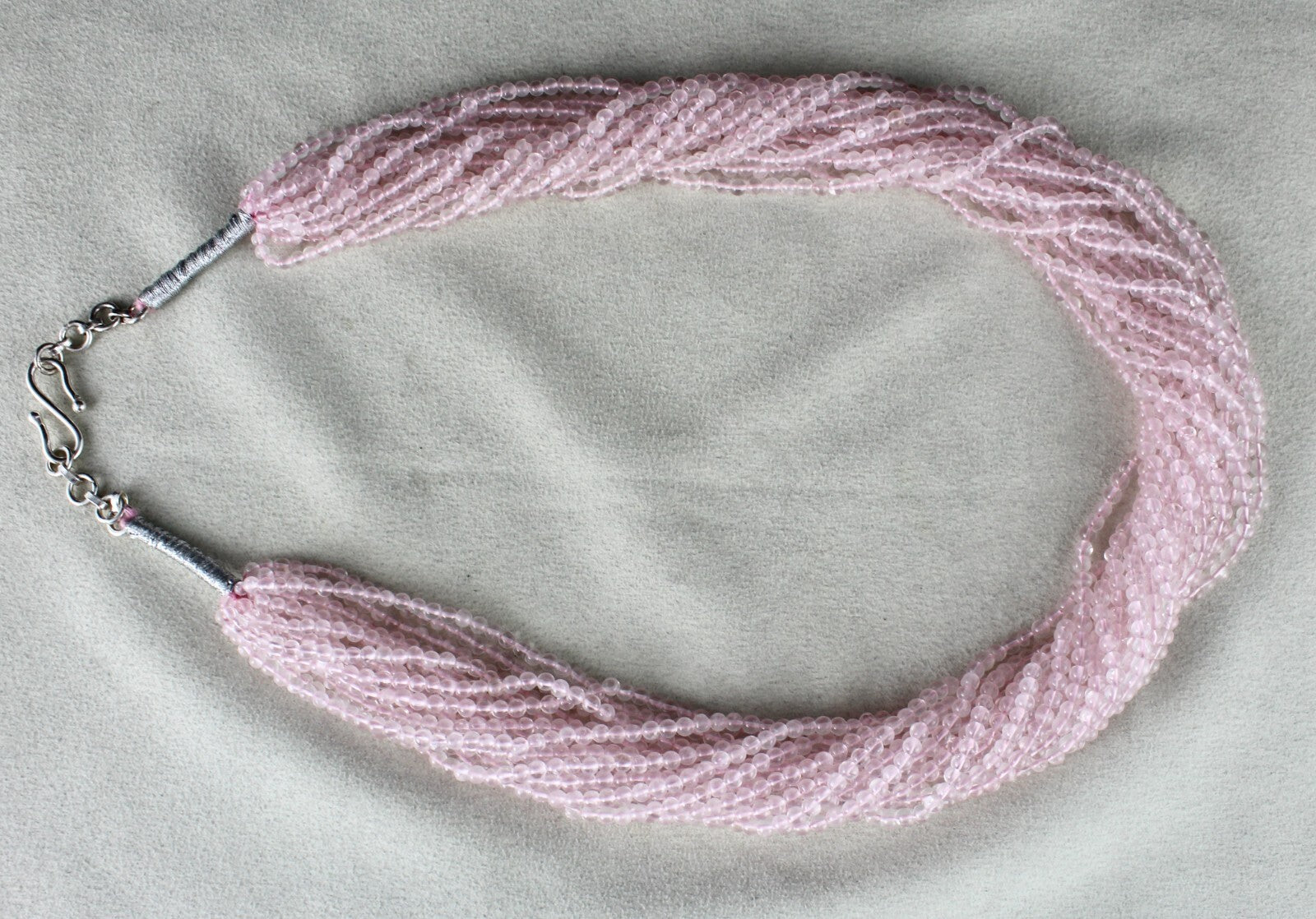 Natural Pink Rose Quartz 801 Ct Round Beads Semi-precious Necklace 17 Line