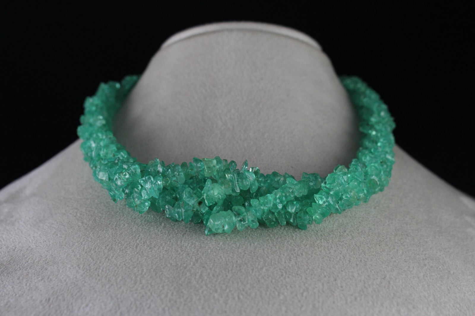 Certified Natural Colombian Emerald Beads 482 Ct Sterling Silver Necklace