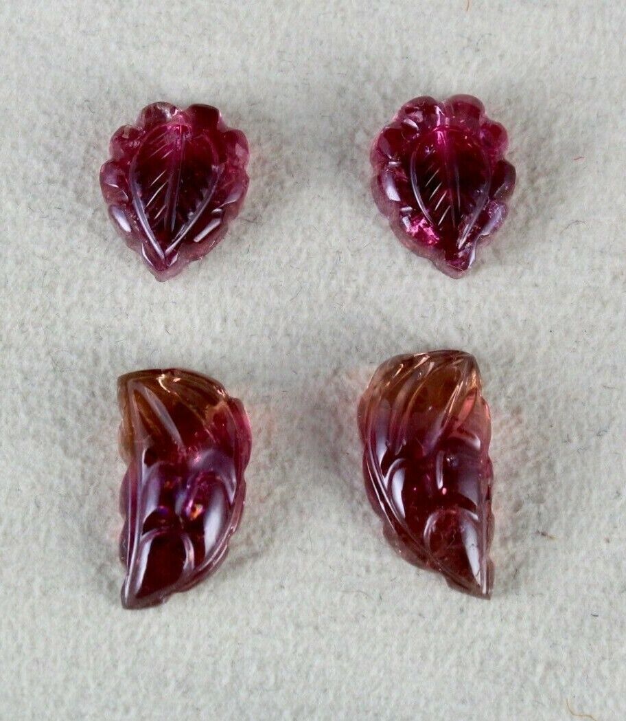 NATURAL PINK TOURMALINE FINE MULTI CARVED 4 PCS 20.59 CTS GEMSTONE FOR EARRING