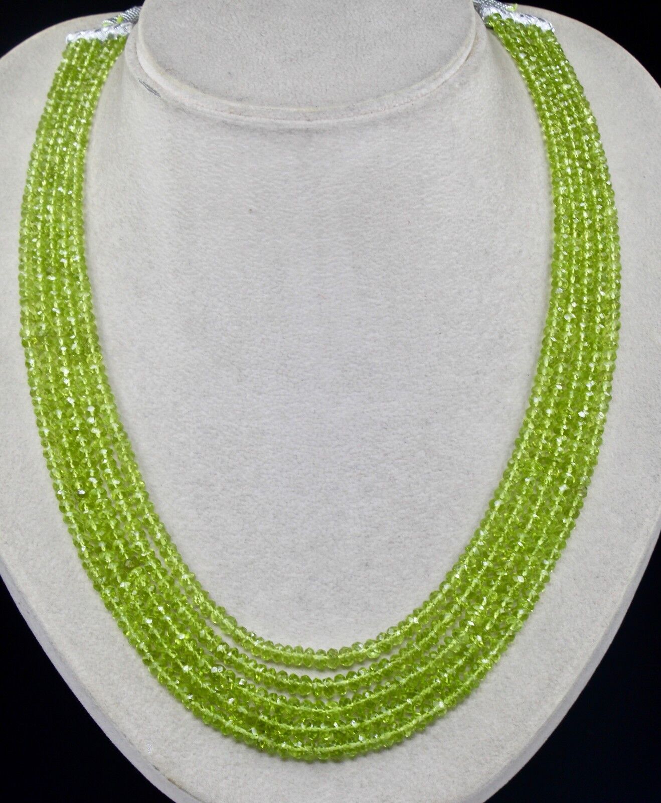 Natural Peridot Beads Faceted Round 5 L 389 Ct Green Gemstone Fashion Necklace