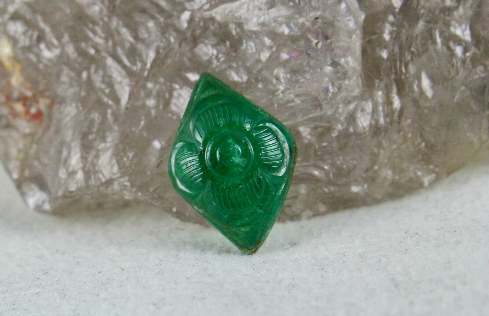 GTL CERTIFIED NATURAL ZAMBIAN EMERALD CARVED 6.25 CTS GEMSTONE FOR PENDANT RING