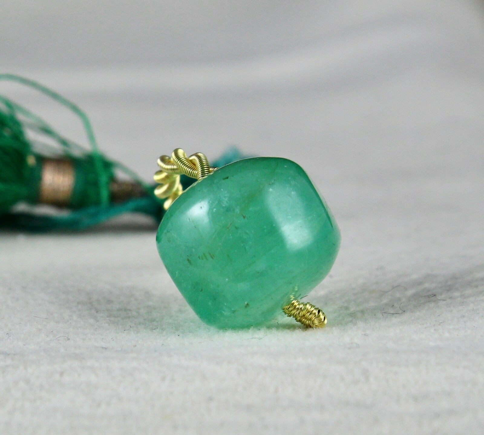 Certified Natural Colombian Emerald Bead 18.36ct Gemstone For Designing