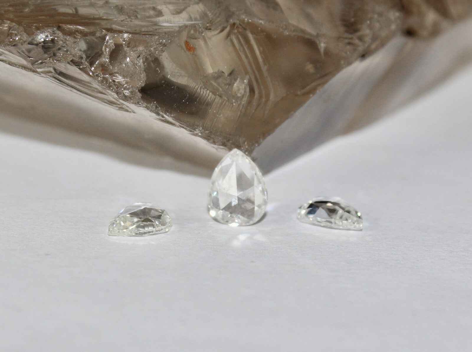 Natural Rose Cut Diamond 2.92 Ct Pear Loose Stone Certified Earring Set