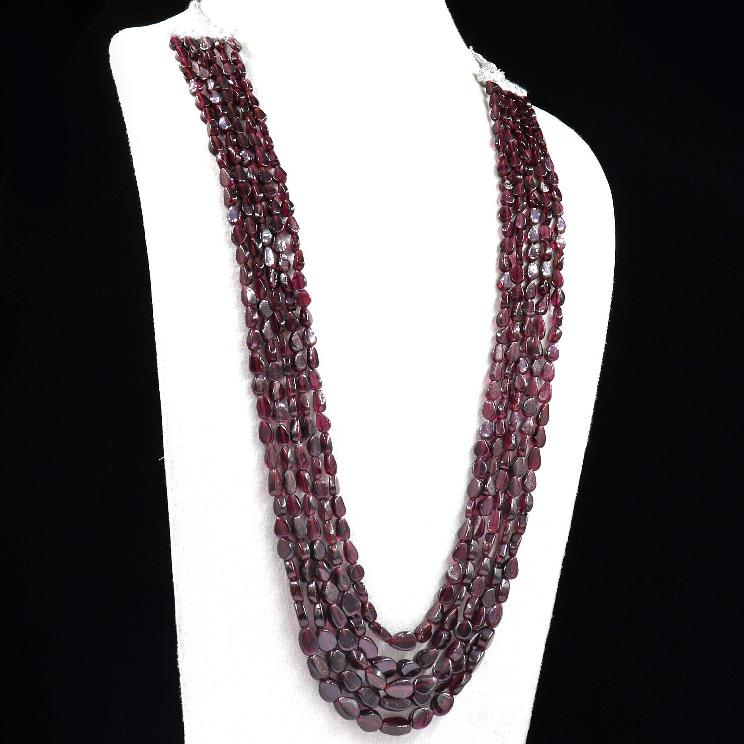 Natural Garnet Beads Fancy 5 L 593 Ct Red Gemstone Ladies Fashion Necklace