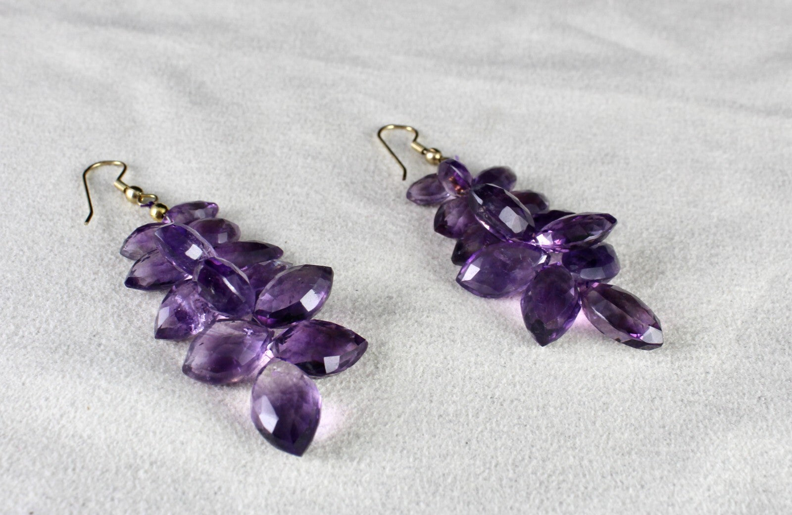 Natural Amethyst 122 Ct Beads Tear Drops Gemstone Fashion Earring