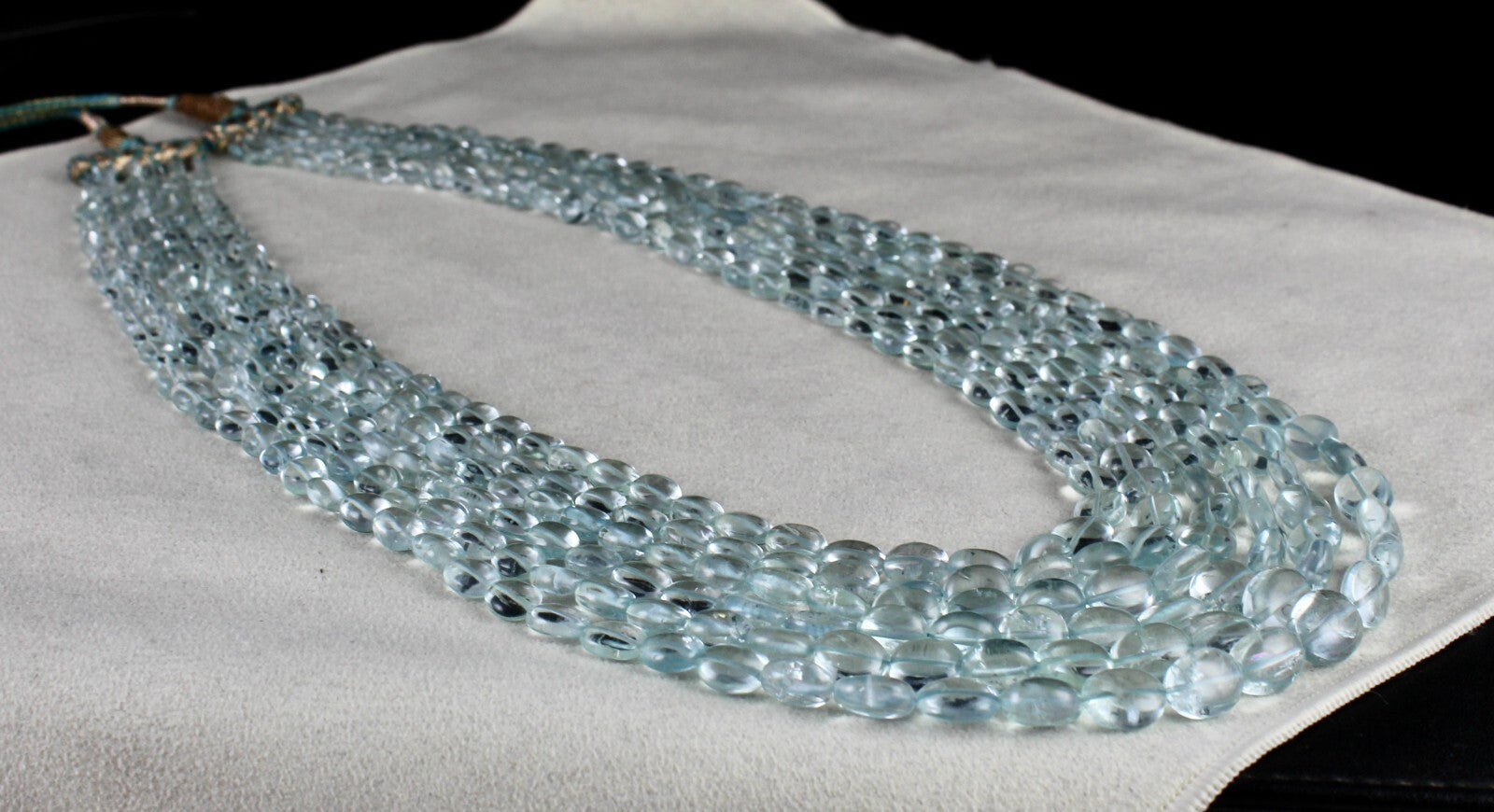 Certified Natural Aquamarine 603 Ct Beads Blue Gemstone Necklace For Women