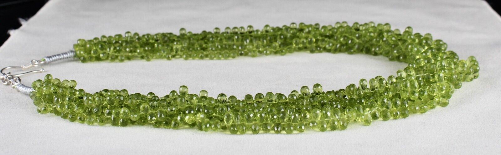 Natural Peridot Beads Tear Drops 5 L 829 Ct Gemstone Silver Fashion Necklace