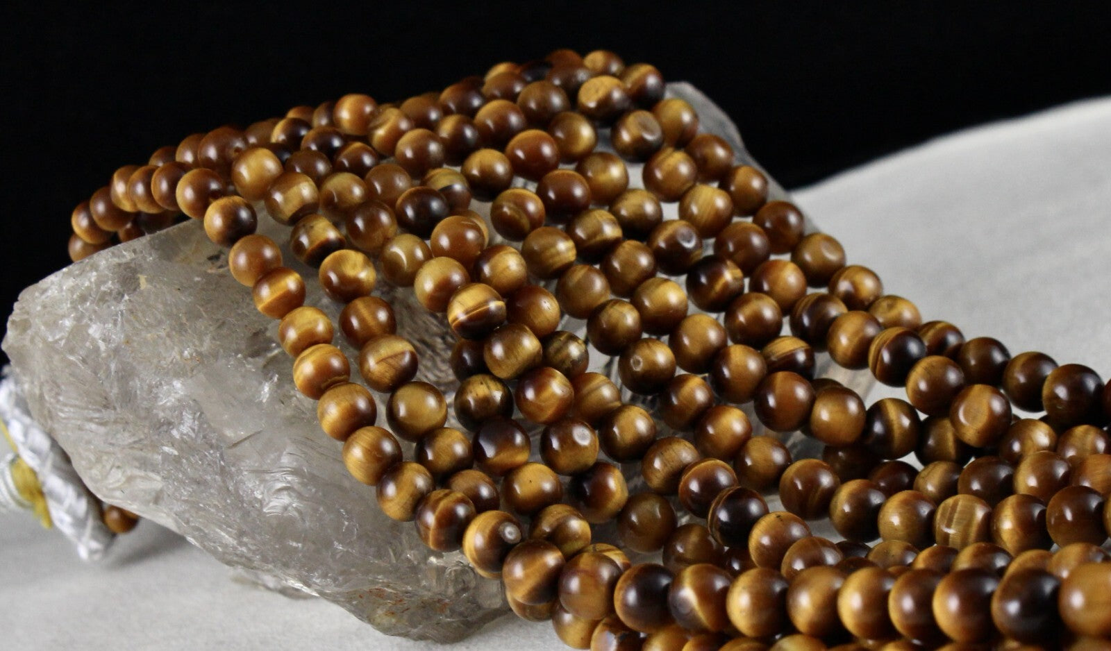 Natural Tiger's Eye 5l 813 Ct Yellow Gemstone Bead Round Necklace Ladies Fashion