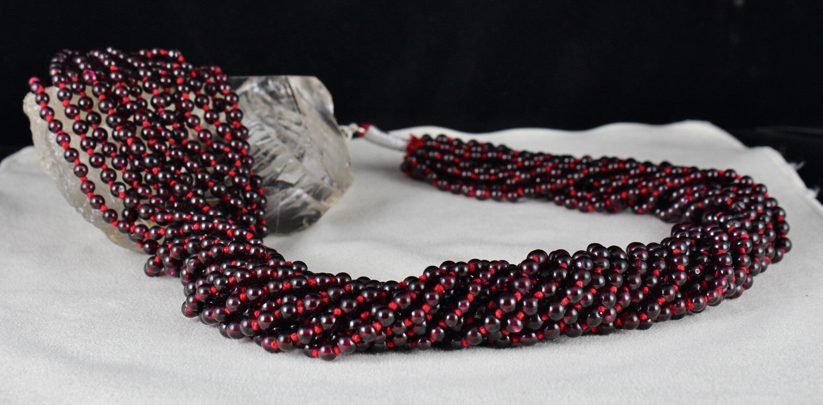 Natural Red Garnet Beads 2043 Ct Round Knotted 15 Line Gemstone Necklace