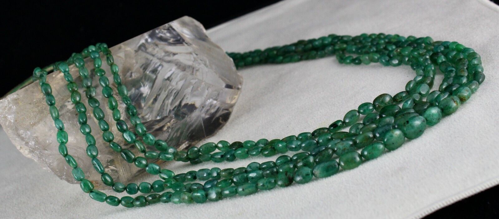 Antique Natural Emerald Beaded Necklace 5 L 328 Carats Gemstone Precious Strings