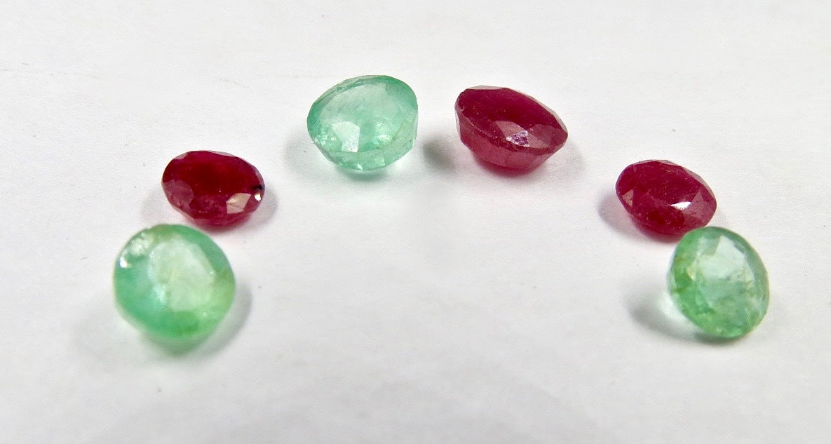 Certified Natural Colombian Emerald 9.91 Ct Ruby Round Cut Sterling Silver Set