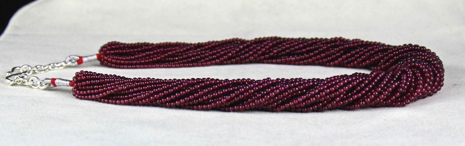 Natural Garnet Round Beaded 25 L 960 Ct Pink Gemstone Fashion Silver Necklace