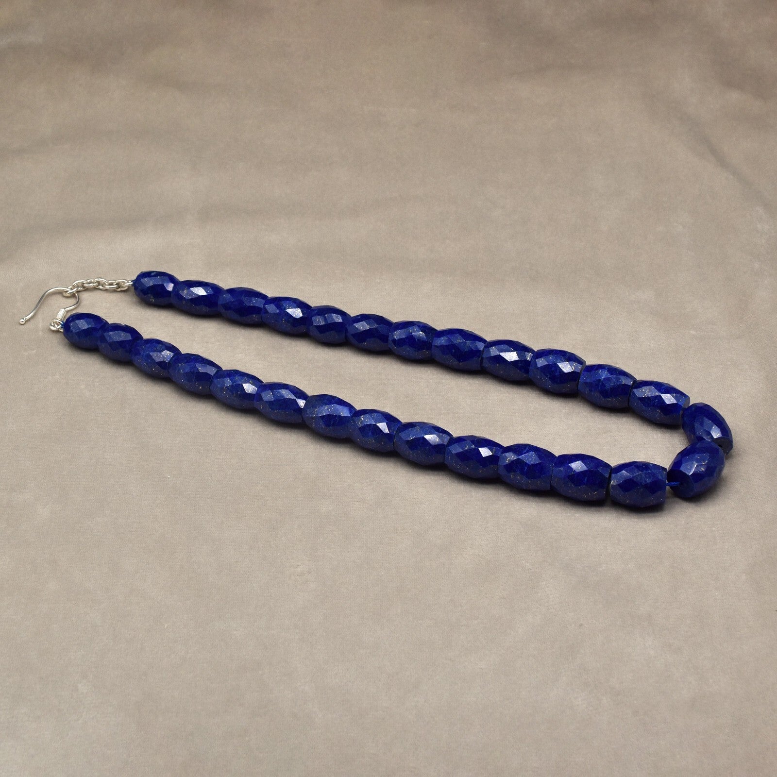 Certified Natural Blue Lapis Lazuli 715 Ct Sterling Silver Gemstone Necklace