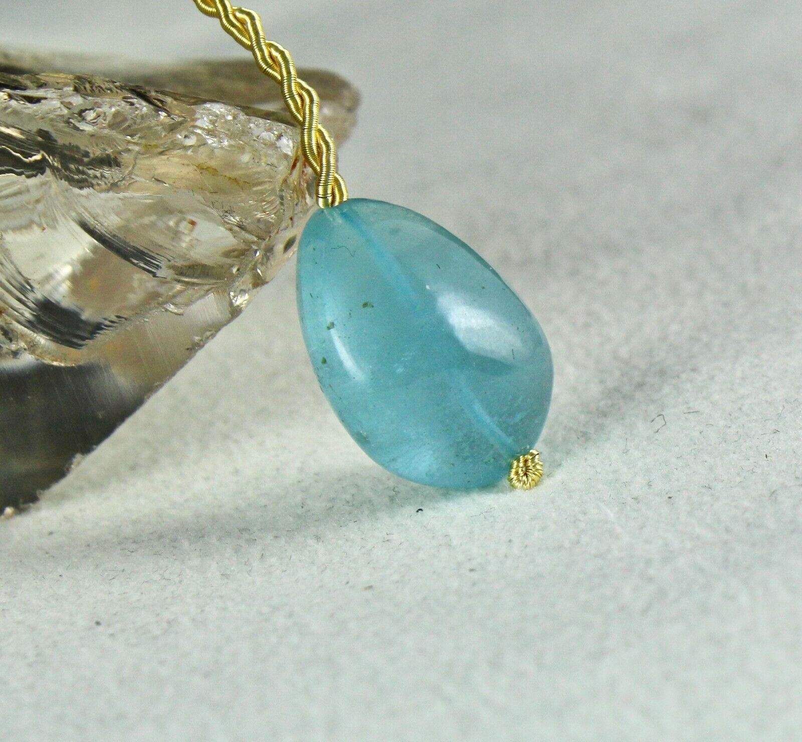 NATURAL BLUE AQUAMARINE BEAD NUGGET 1 PCS 22.82 CARATS GEMSTONE HANGING PENDANT