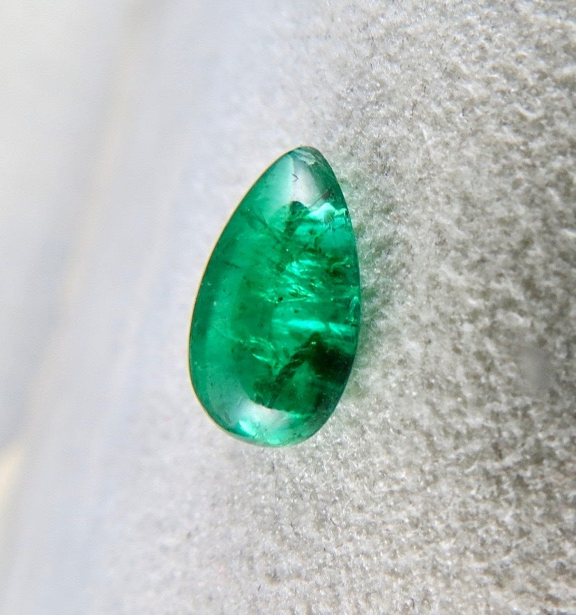 Certified Natural Zambia Emerald Pear Cabochon 4.79 Ct Loose Gemstone For Ring
