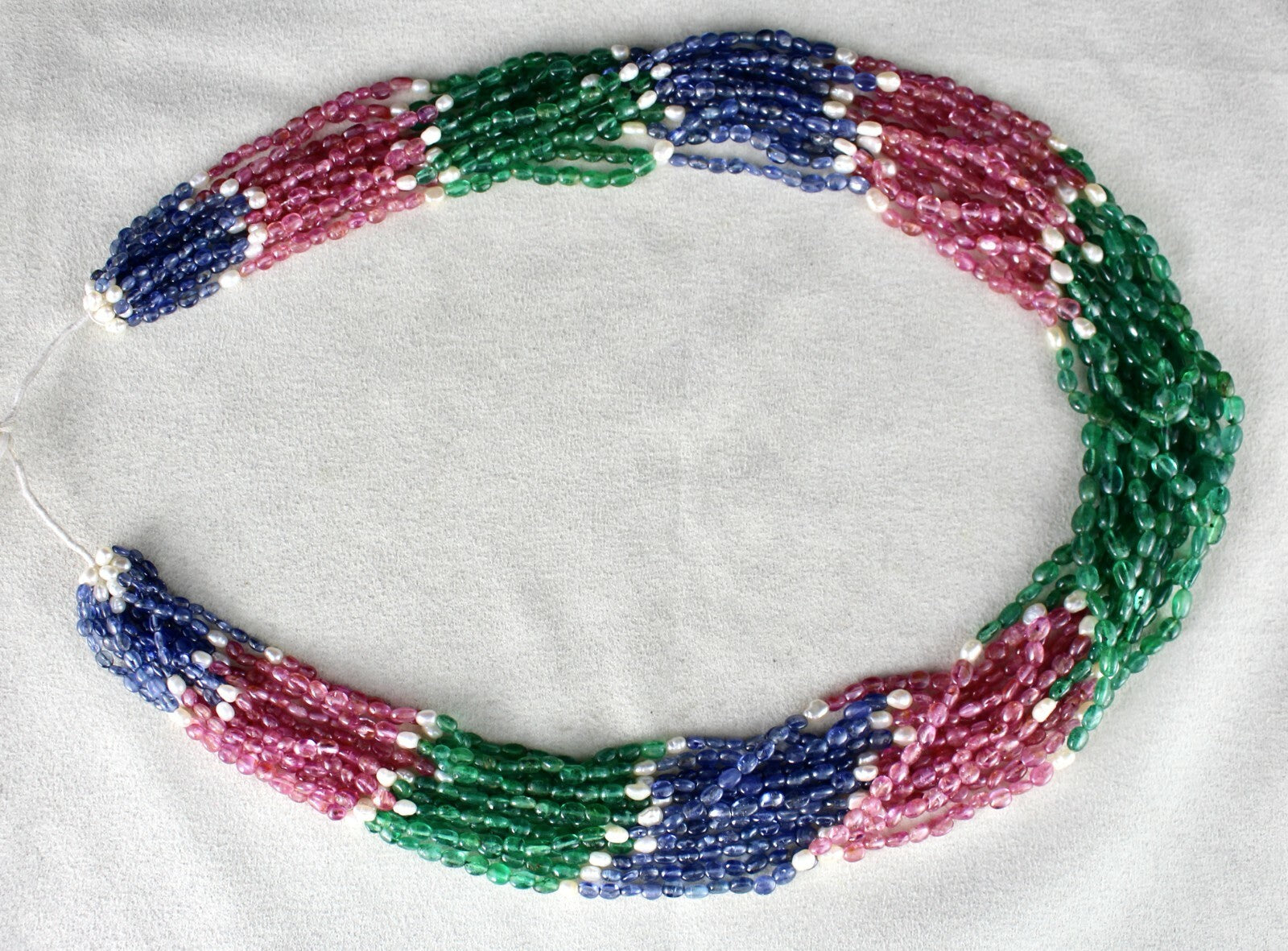 Certified Emerald Ruby Sapphire Pearl 681ct Gemstone Necklace For Women