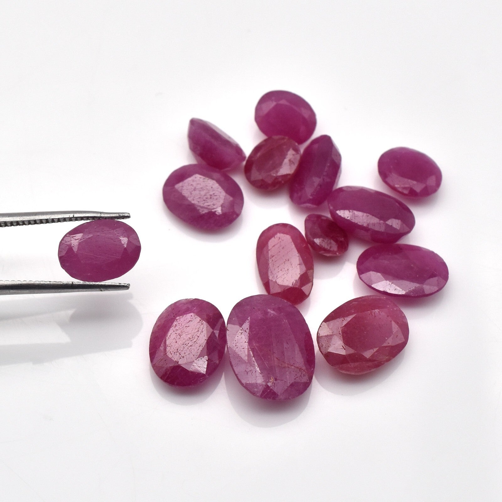 Natural Ruby 36.15 Ct Oval Cut 14 Pcs Untreated Gemstone Fine Designing