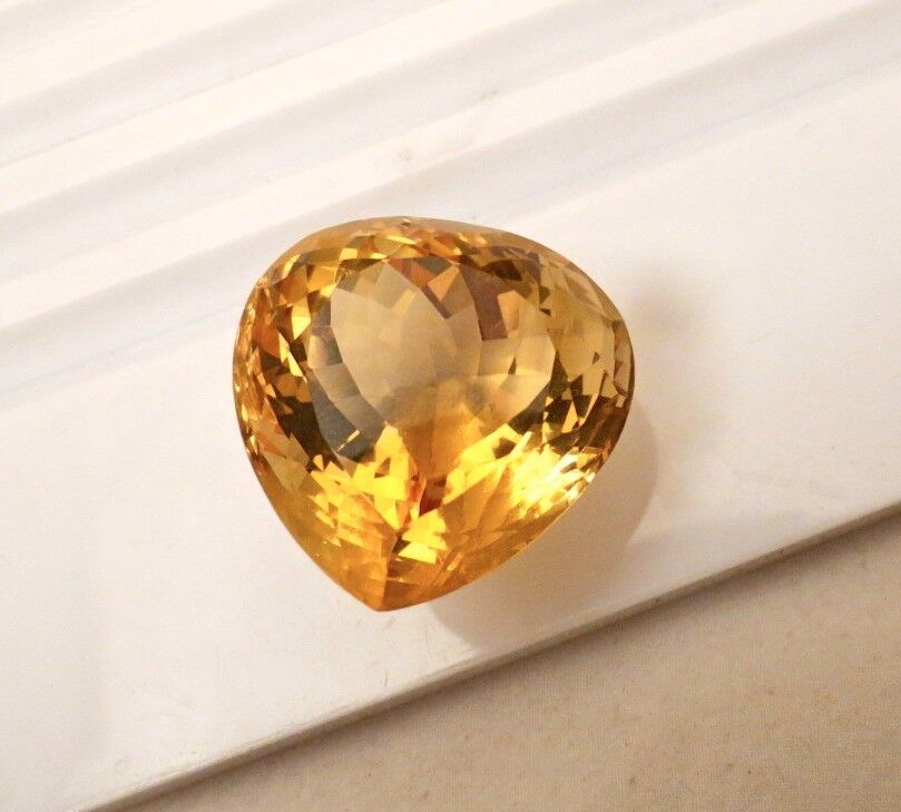 Natural Yellow Citrine Heart Cut 29x29mm 97 Ct Loose Gemstone For Pendant Ring