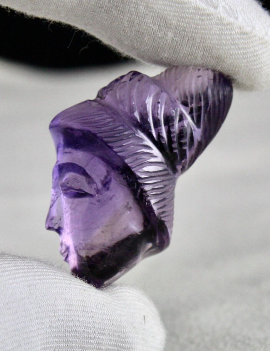 Natural Amethyst 40.95 Ct Carved Face Cabochon Gemstone Pendant Design